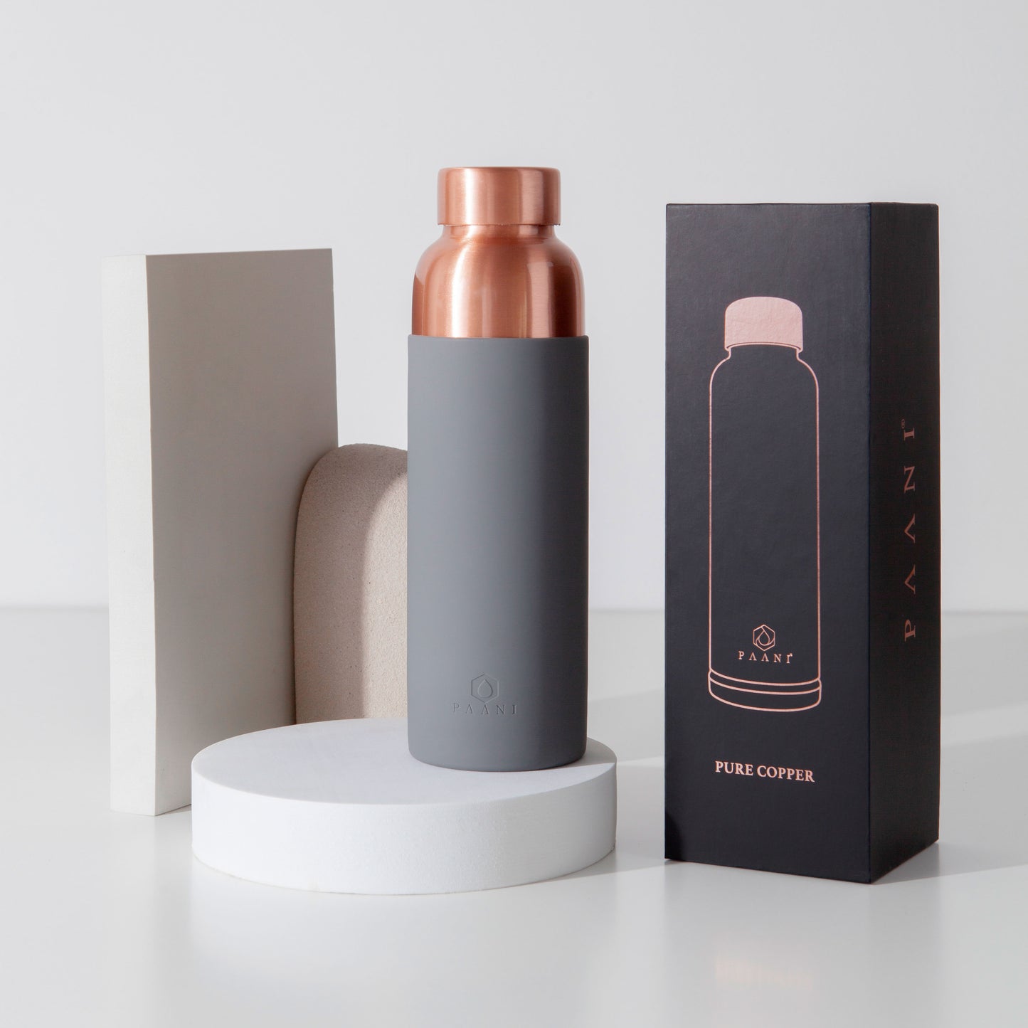 Paani Pure Copper Water Bottle 900ML Grey