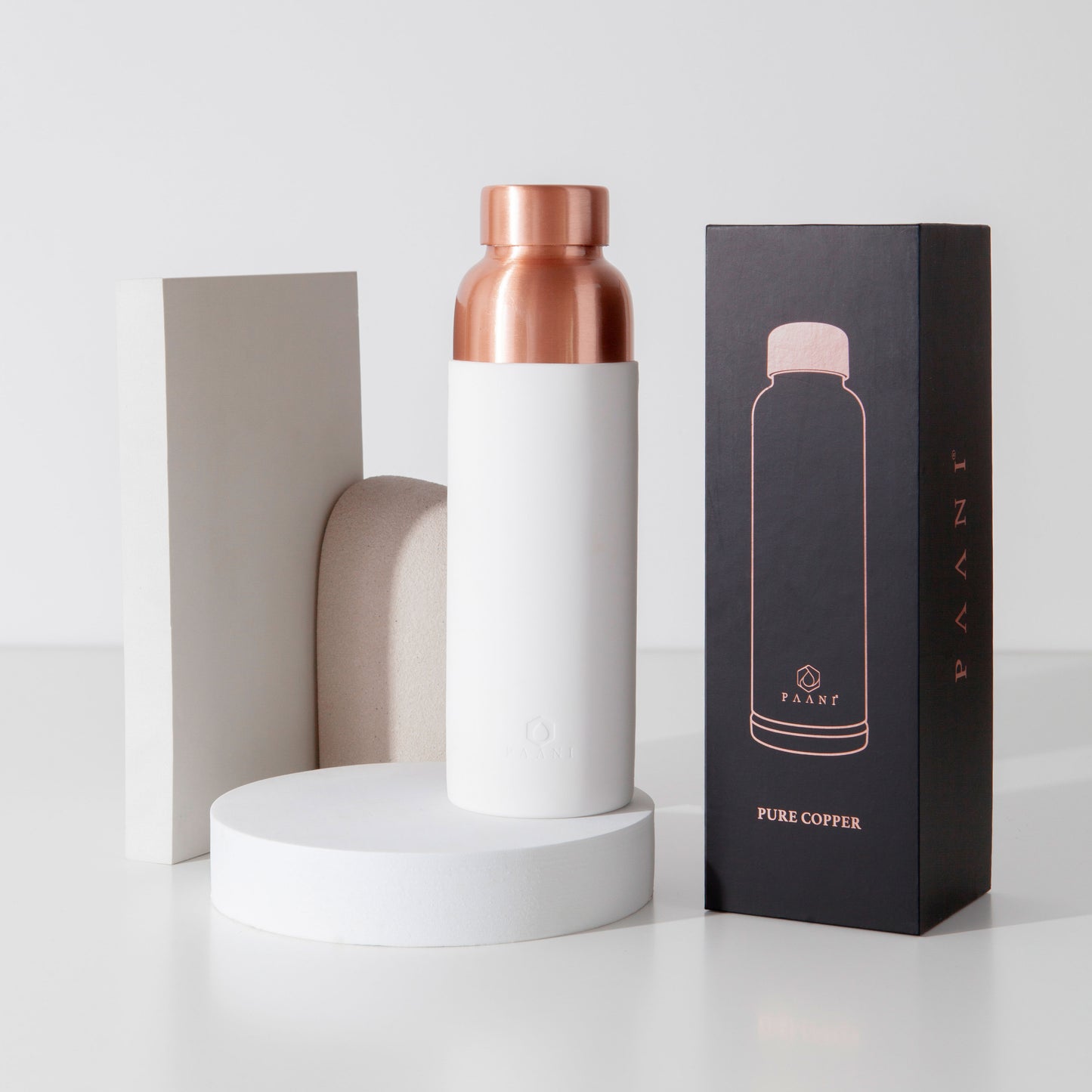 Paani Pure Copper Water Bottle 900ML White