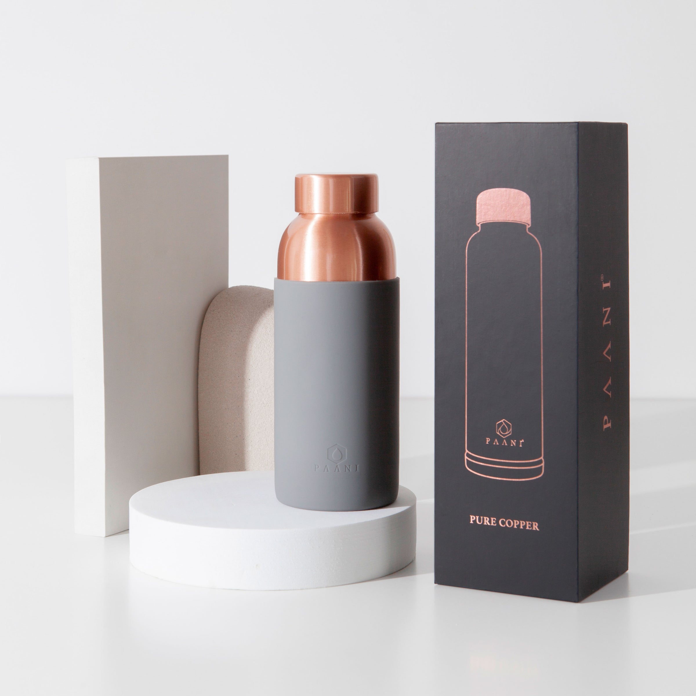 Paani Pure Copper Water Bottle 700ML Grey